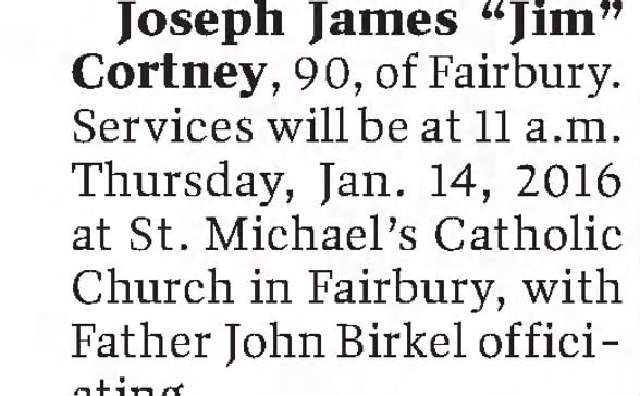 Obituary for Joseph James Cortney (Aged 90)